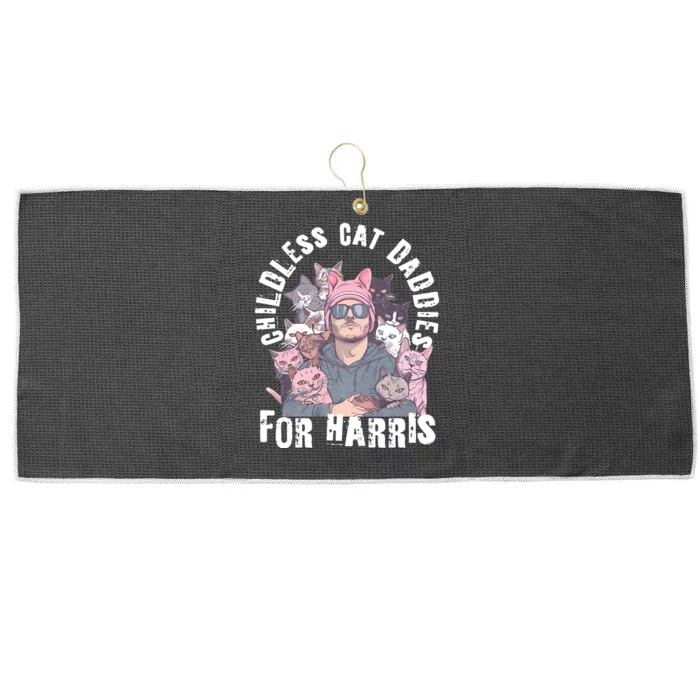 Cat Daddies For Harris Vote Hat Feminist Cat Dad Large Microfiber Waffle Golf Towel