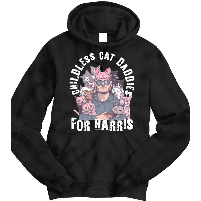 Cat Daddies For Harris Vote Hat Feminist Cat Dad Tie Dye Hoodie