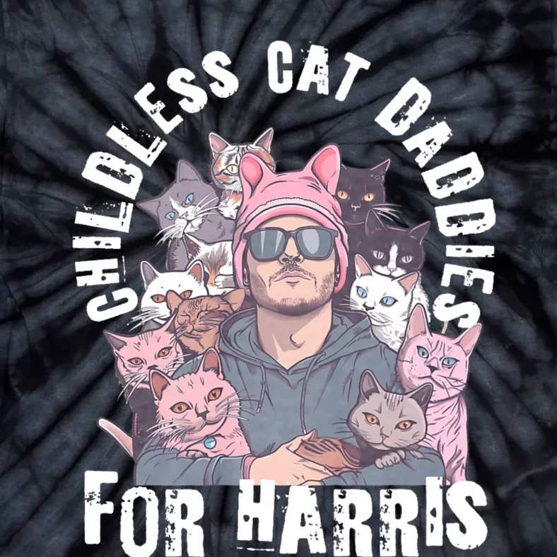 Cat Daddies For Harris Vote Hat Feminist Cat Dad Tie-Dye T-Shirt