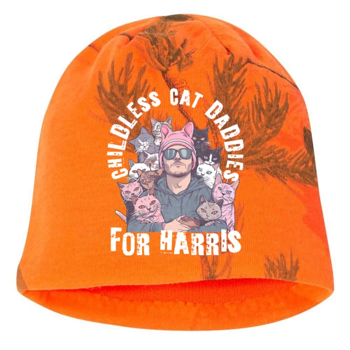 Cat Daddies For Harris Vote Hat Feminist Cat Dad Kati - Camo Knit Beanie