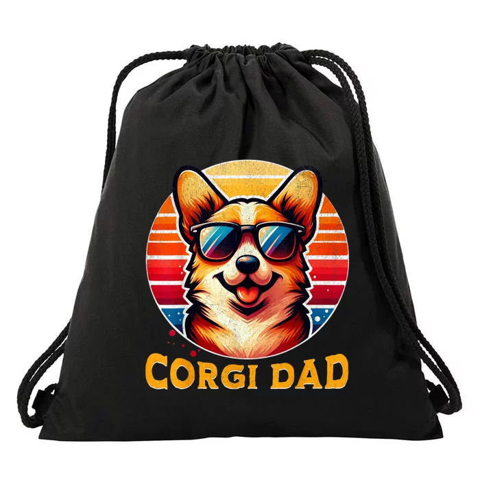 Corgi Dad Father Day Gift For Lovers Funn Drawstring Bag