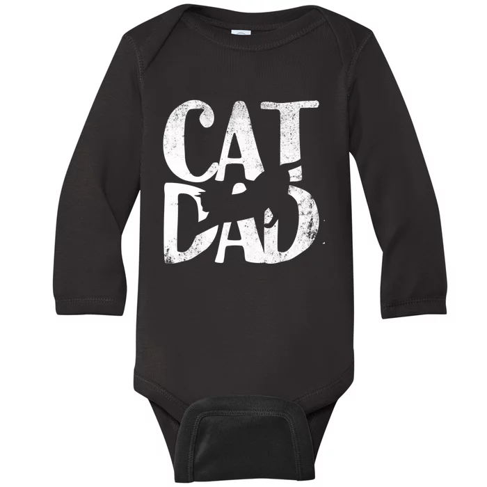 Cat Dad Fathers Day Christmas Birthday Best Vintage Baby Long Sleeve Bodysuit