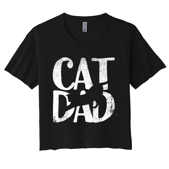 Cat Dad Fathers Day Christmas Birthday Best Vintage Women's Crop Top Tee