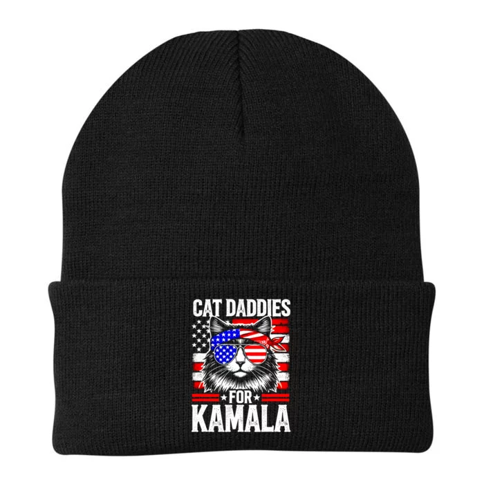 Cat Daddies For Kamala Vintage Usa Patriotic Madam President Knit Cap Winter Beanie