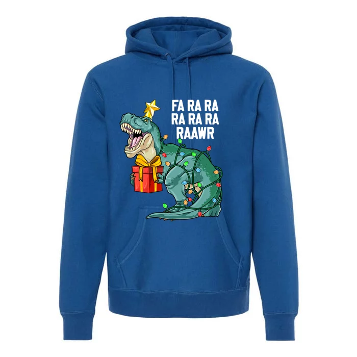 Christmas Dinosaur Fa Ra Ra Rawr Cute Trex Xmas Gift Premium Hoodie