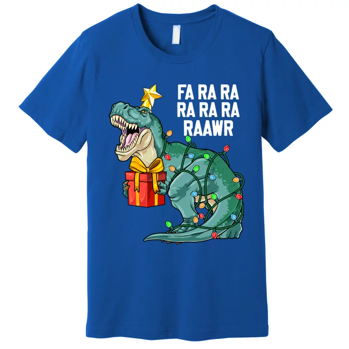 Christmas Dinosaur Fa Ra Ra Rawr Cute Trex Xmas Gift Premium T-Shirt