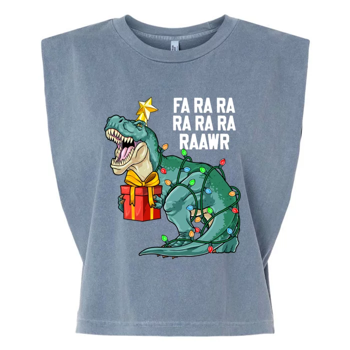 Christmas Dinosaur Fa Ra Ra Rawr Cute Trex Xmas Gift Garment-Dyed Women's Muscle Tee