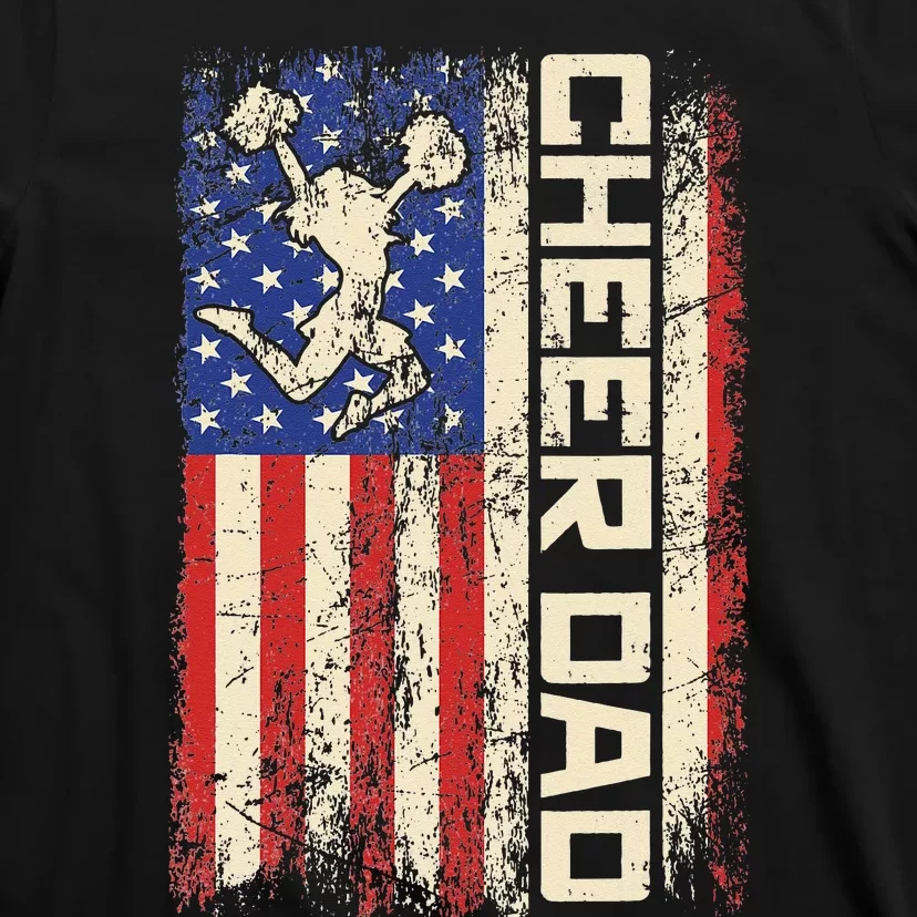 Cheerleader Dad Funny Cheer Dad American US Flag Father Team T-Shirt