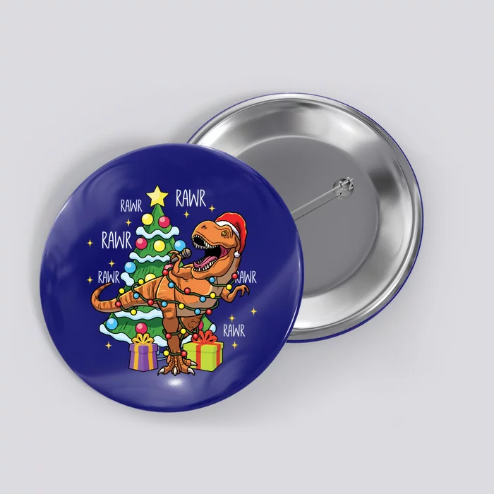 Christmas Dinosaur Fa Ra Ra Rawr Xmas Tree Trex Lover Gift Button