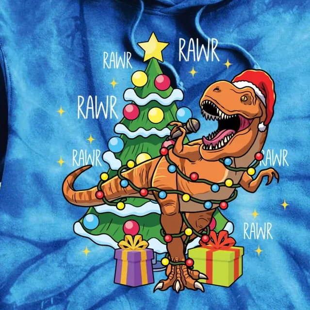 Christmas Dinosaur Fa Ra Ra Rawr Xmas Tree Trex Lover Gift Tie Dye Hoodie