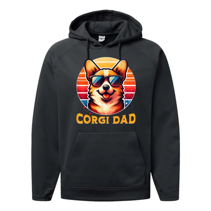 Corgi Dad Father Day Gift For Lovers Funny Performance Fleece Hoodie