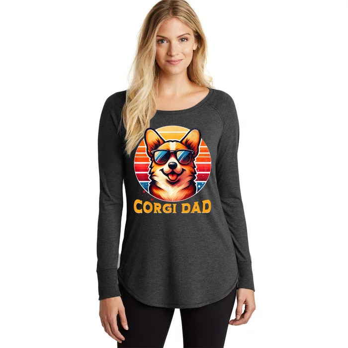 Corgi Dad Father Day Gift For Lovers Funny Women's Perfect Tri Tunic Long Sleeve Shirt