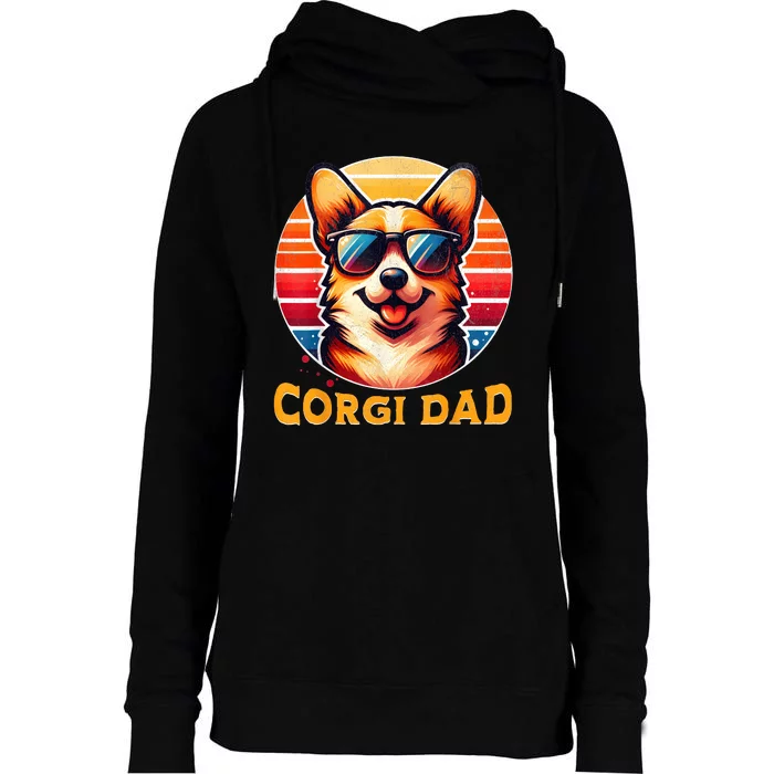 Corgi Dad Father Day Gift For Lovers Funny Womens Funnel Neck Pullover Hood