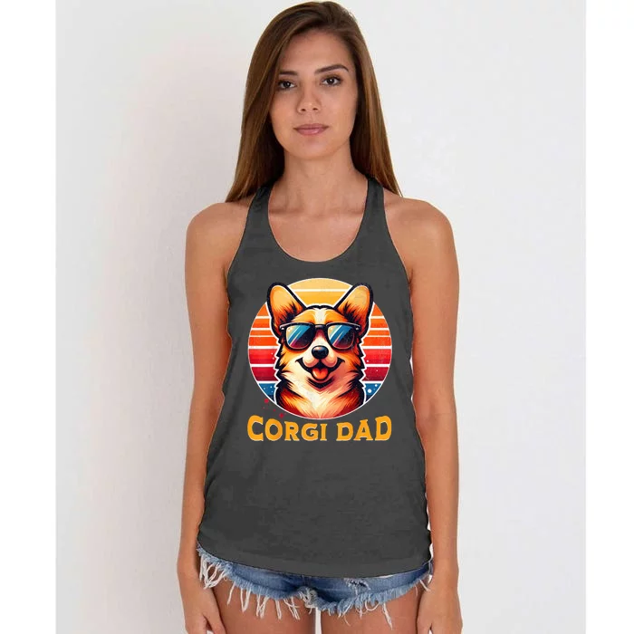 Corgi Dad Father Day Gift For Lovers Funny Women's Knotted Racerback Tank