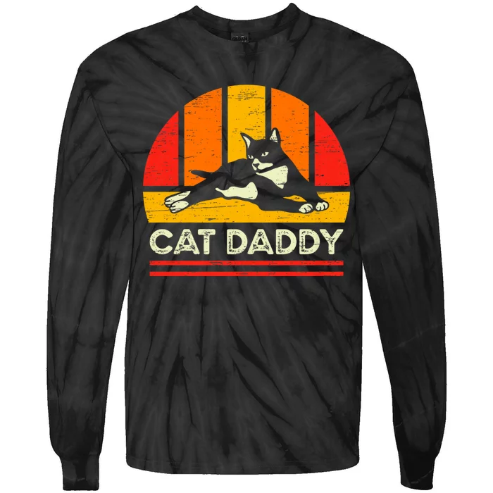 Cat Daddy Father Vintage Black Cats Tie-Dye Long Sleeve Shirt