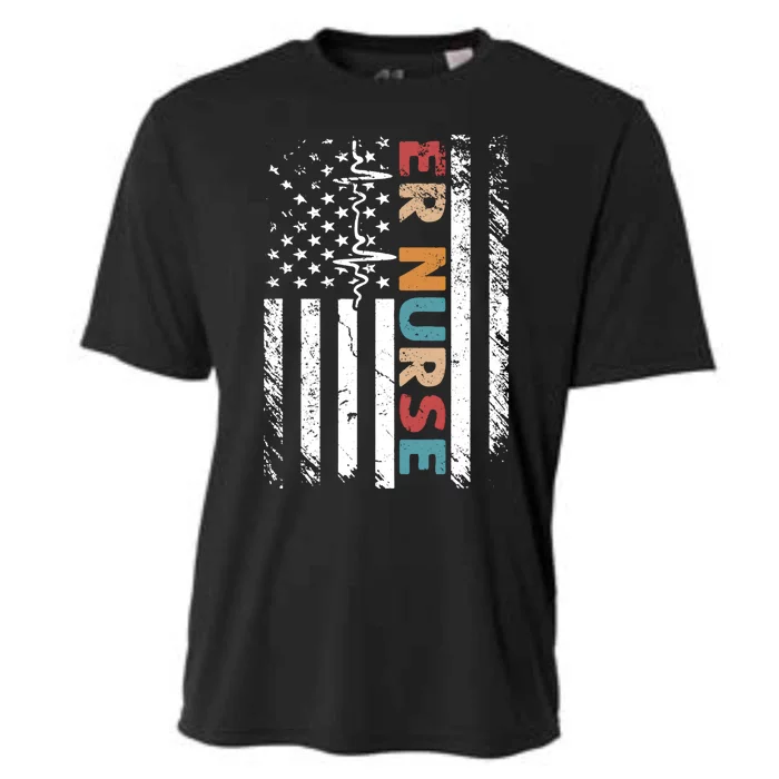 Classic Distressed Flag Gift For Emergency Room Er Nurses Gift Cooling Performance Crew T-Shirt