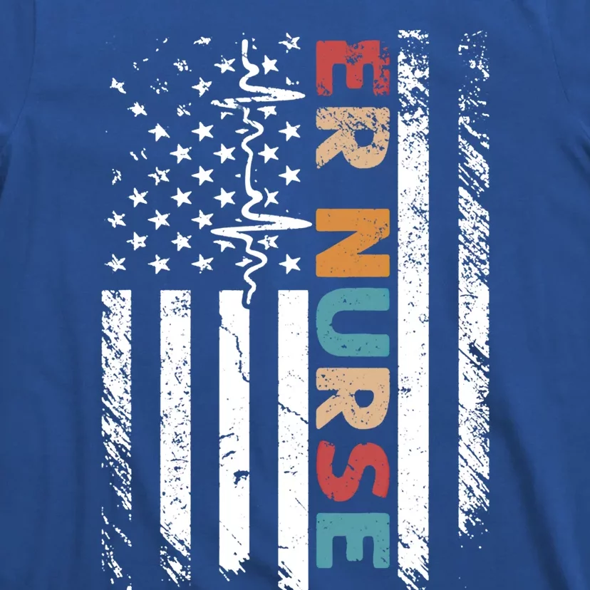 Classic Distressed Flag Gift For Emergency Room Er Nurses Gift T-Shirt