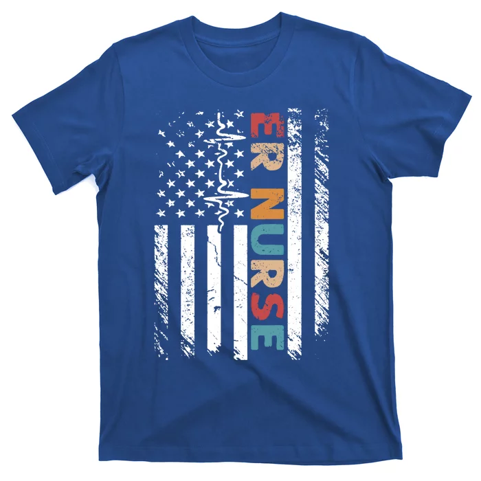 Classic Distressed Flag Gift For Emergency Room Er Nurses Gift T-Shirt