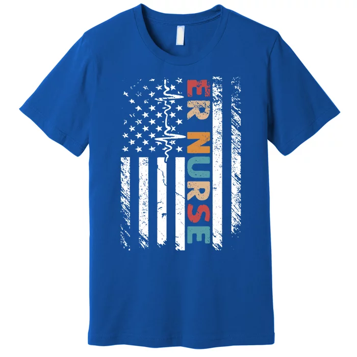 Classic Distressed Flag Gift For Emergency Room Er Nurses Gift Premium T-Shirt