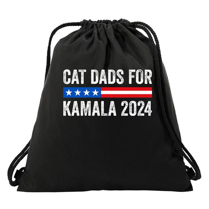 Cat Dads For Kamala Funny Cat Owner 2024 President Kamala Drawstring Bag