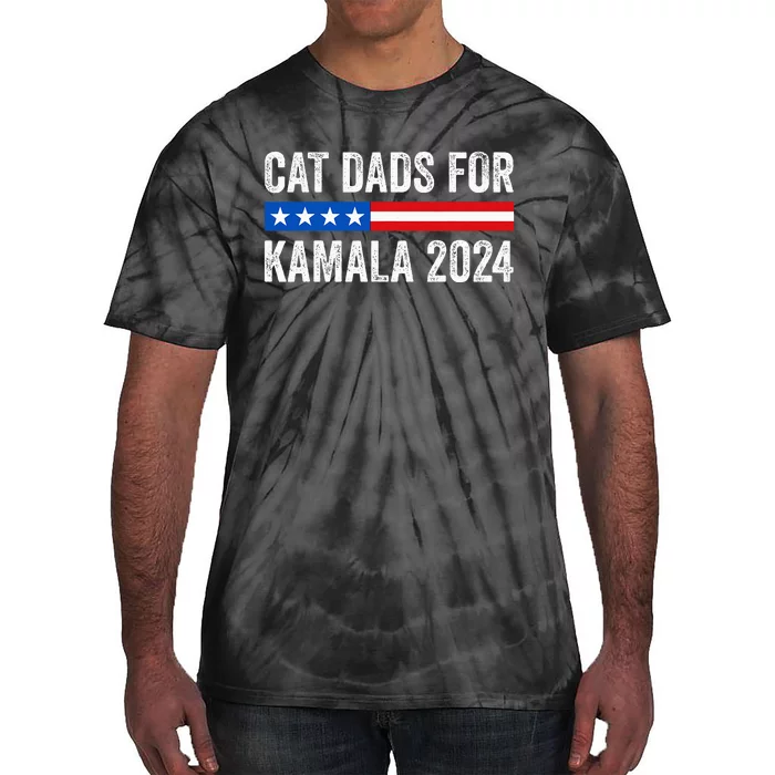 Cat Dads For Kamala Funny Cat Owner 2024 President Kamala Tie-Dye T-Shirt