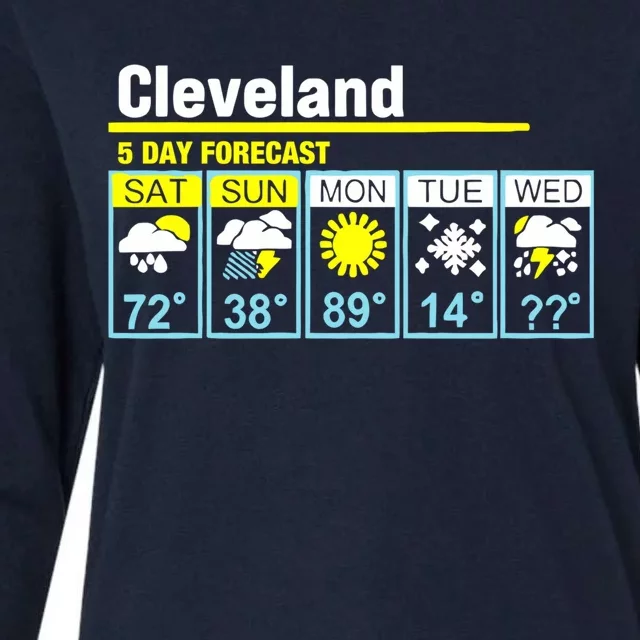 Cleveland-5 Day Forecast Funny Womens Cotton Relaxed Long Sleeve T-Shirt