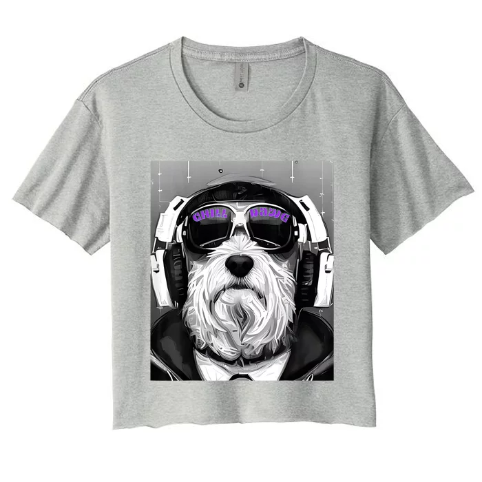 Chill Dawg Fashionable Dog Puppy Music Maltese Hip Hop Women's Crop Top Tee