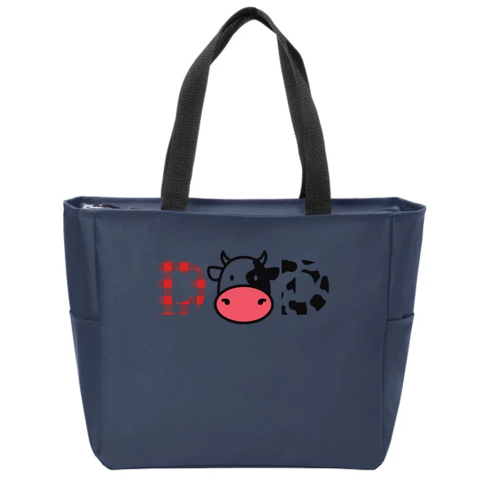 Cow Dad Funny Daddy Cow Lover Farmer Cows Zip Tote Bag