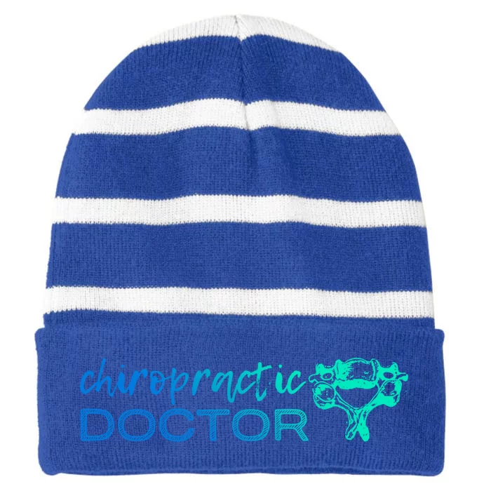 Chiropractic Doctor Funny Chiropractor Humor Chiro Spine Gift Striped Beanie with Solid Band