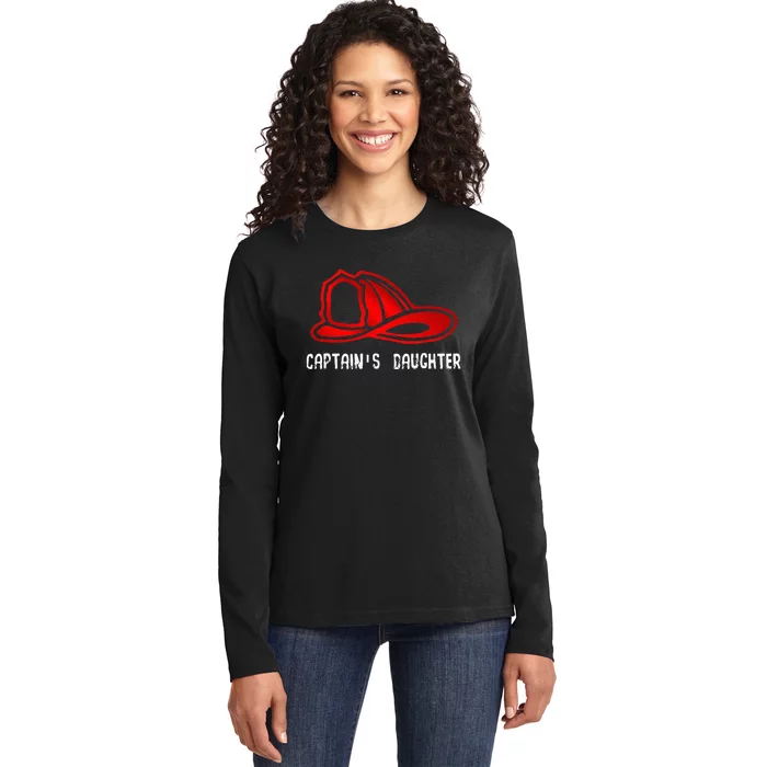 Captains Daughter Firefighter Gift Fire Company Ladies Long Sleeve Shirt