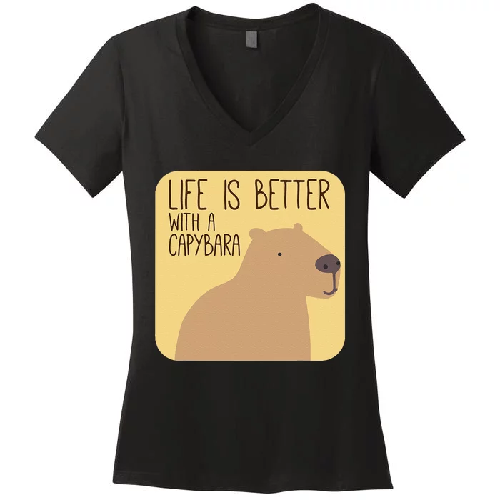 Capybara Design for Capibara Owner Cool Mammal Women's V-Neck T-Shirt