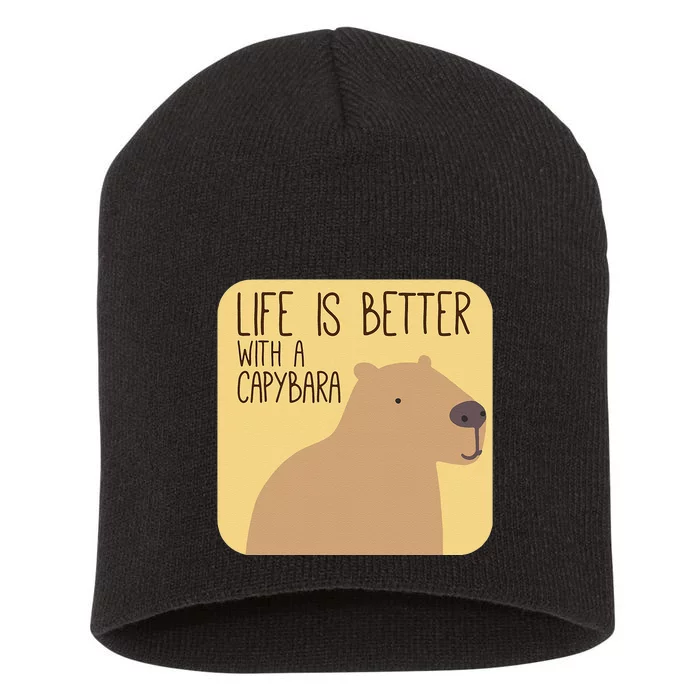 Capybara Design for Capibara Owner Cool Mammal Short Acrylic Beanie