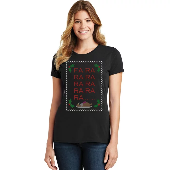 Christmas Dinosaur Fa Rawr T Rex Santa Funny Dino Xmas Fun Women's T-Shirt