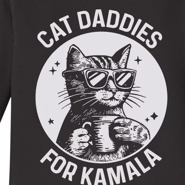 Cat Daddies For Kamala Harris Funny Cat Dad Vote Election Baby Long Sleeve Bodysuit