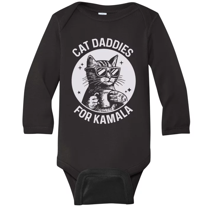 Cat Daddies For Kamala Harris Funny Cat Dad Vote Election Baby Long Sleeve Bodysuit