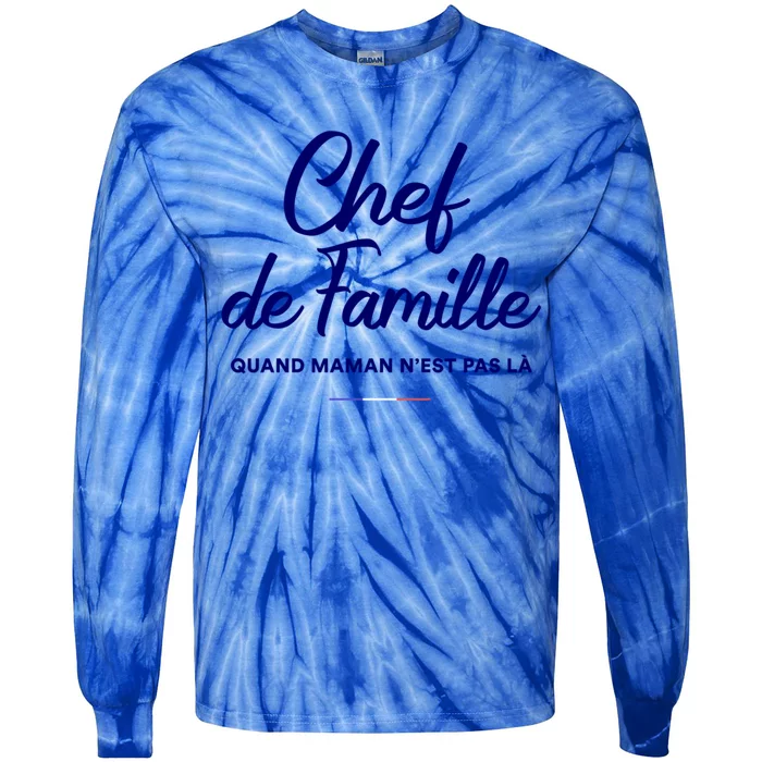 Chef De Famille Funny French Language Fathers Day Gift Tie-Dye Long Sleeve Shirt