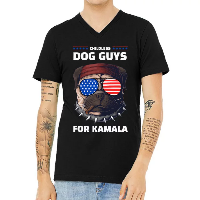 Childless Dog Guys For Kamala Harris 2024 Election V-Neck T-Shirt