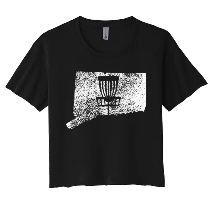 Connecticut Disc Golf State With Basket Distressed Women's Crop Top Tee