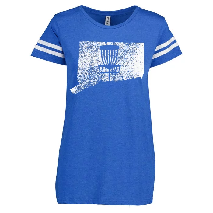 Connecticut Disc Golf State With Basket Distressed Enza Ladies Jersey Football T-Shirt