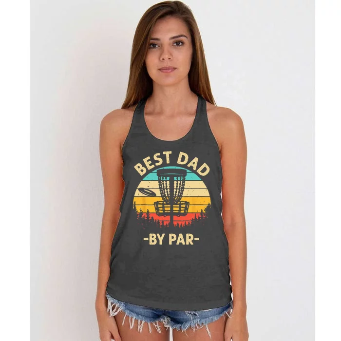 Cool Disc Golf For Dad Sports Tournament Best Dad By Par Women's Knotted Racerback Tank