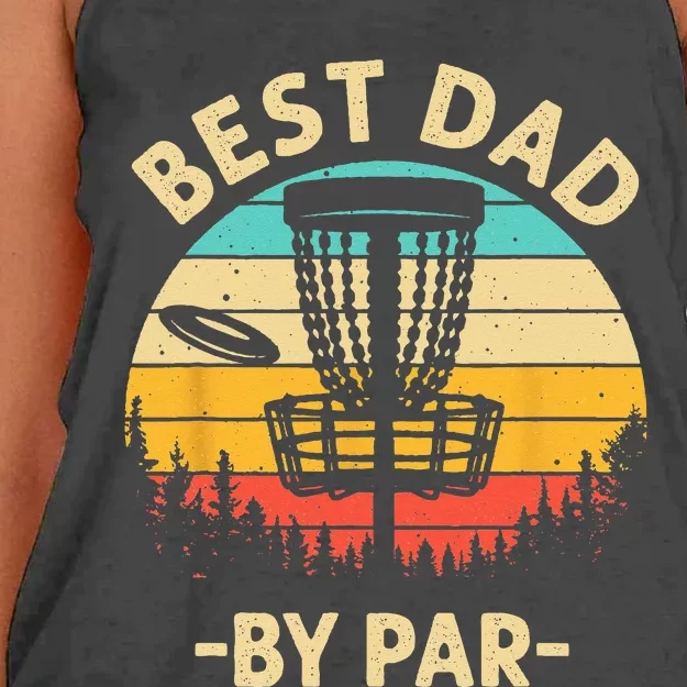 Cool Disc Golf For Dad Sports Tournament Best Dad By Par Women's Knotted Racerback Tank