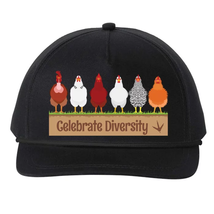 Celebrate Diversity Great Gift For Chicken Lovers Funny Chicken Gift Snapback Five-Panel Rope Hat