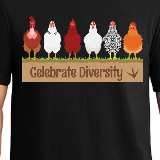 Celebrate Diversity Great Gift For Chicken Lovers Funny Chicken Gift Pajama Set