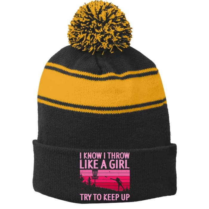 Cool Disc Golf Design For  Disc Golf Player Stripe Pom Pom Beanie