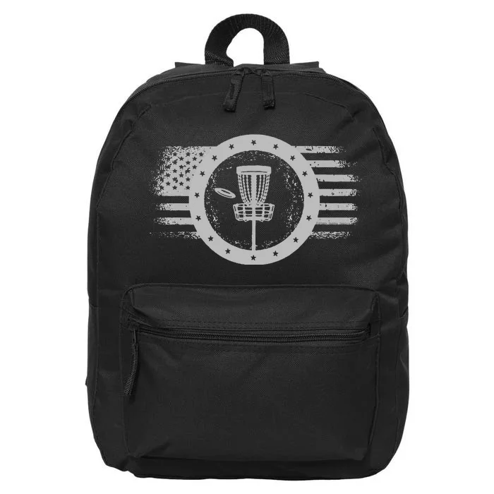 Cool Disc Golf Sport USA Grunge Flag Disc Golf 16 in Basic Backpack