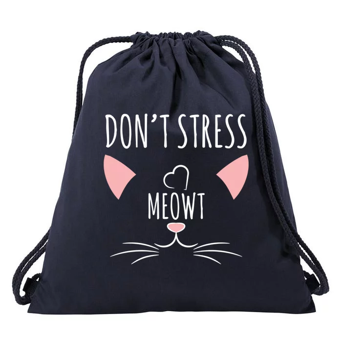 Cat Design Gift Funny Pun Don't Stress Meowt! Gift Drawstring Bag