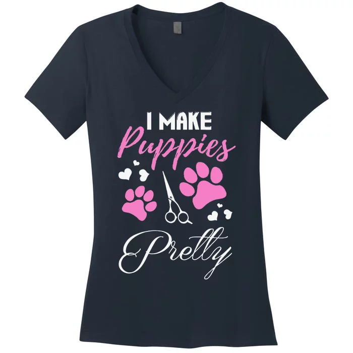 Cute Dog Groomer Women Dog Grooming Women's V-Neck T-Shirt