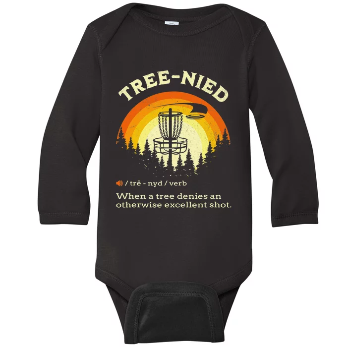 Cool Disc Golf Player Quote I Stupid Tree Baby Long Sleeve Bodysuit