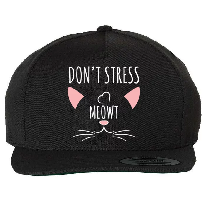 Cat Design Gift Funny Pun Dont Stress Meowt! Gift Wool Snapback Cap