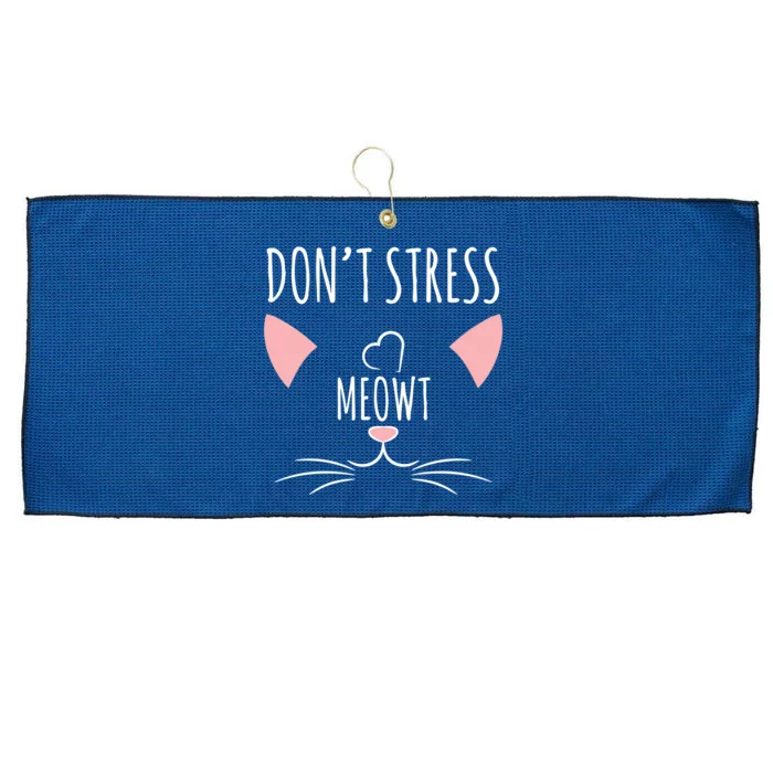 Cat Design Gift Funny Pun Dont Stress Meowt! Gift Large Microfiber Waffle Golf Towel